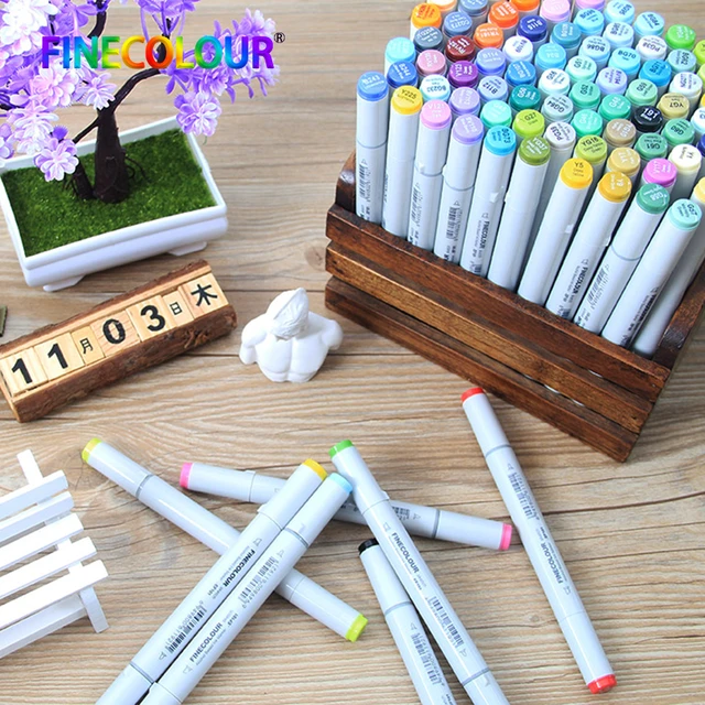 Finecolour 36/48/60/72 Set Colourful Double-headed Alcohol Ink Sketch Manga  Marker Pen For Drawing - AliExpress