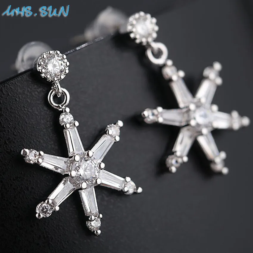 Женские винтажные серьги гвоздики MHS.SUN с фианитами класса ААА 1