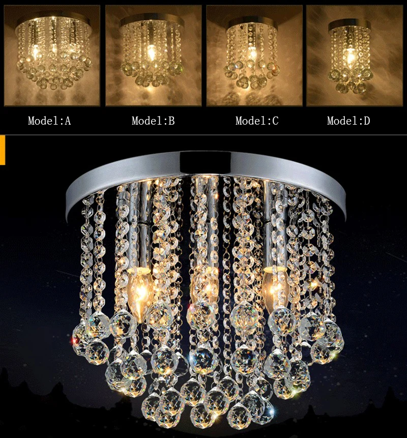 Led de Cristal Sala Estar Lâmpada Moderna Simples Varanda Entrada 6 Luzes de teto