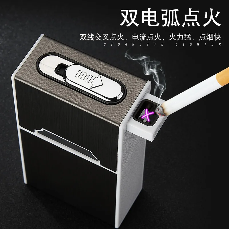 

20 packs of cigarettes double arc lighter charging one creative windproof to send boyfriend new