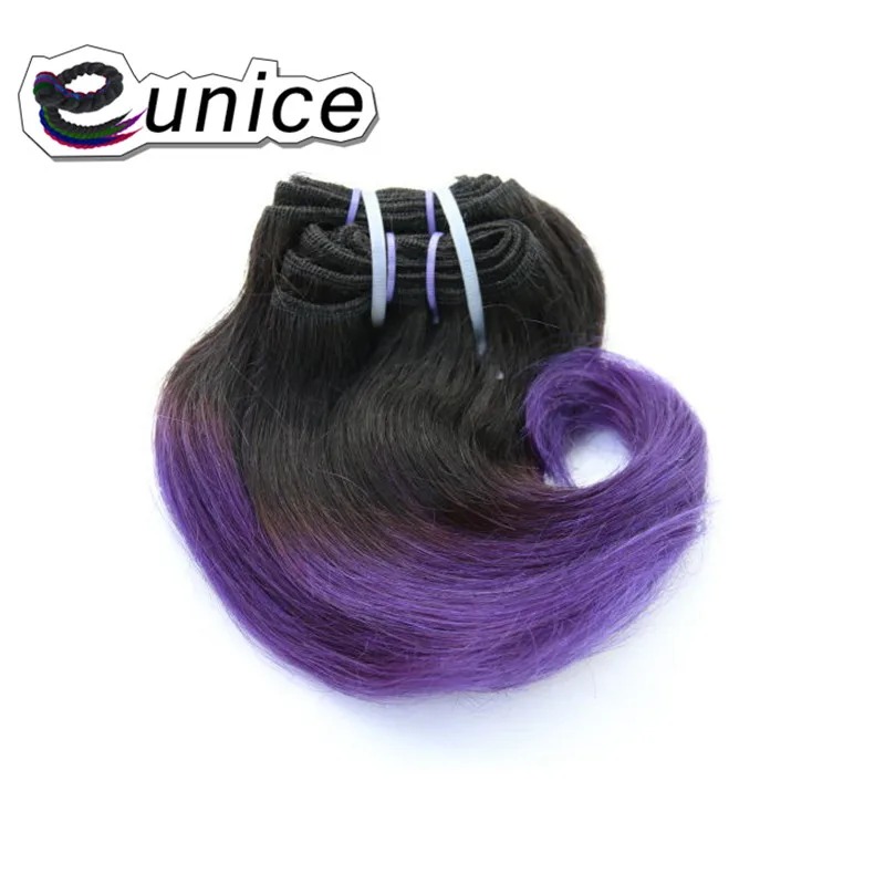 Eunice сделал волну тела прядь коротких волос Омбре синтетические накладные волосы пучки волос 8 дюймов 100 г 12 цветов 4 шт./партия