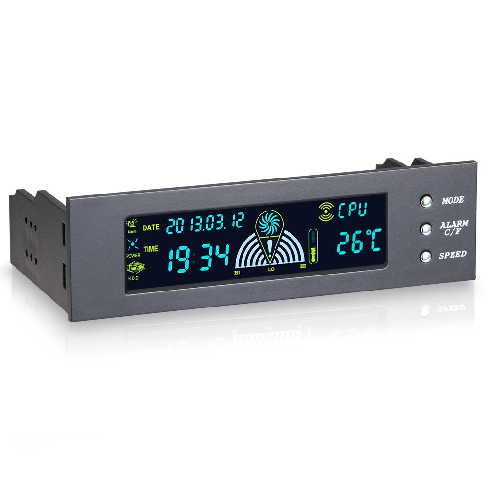 525 Inch 12v Komputer Pc Fan Controller 3 Fan Speed Controller Suhu Sensor Lcd Digital Display Panel Depan Untuk Pc Fans Cooling Aliexpress