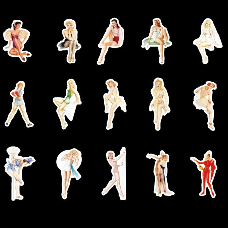 50Pcs/set Retro Sexy Beauty Girls Stickers for Laptop refrigerator suitcase decoration Mixed decal for MacBook/Samsung