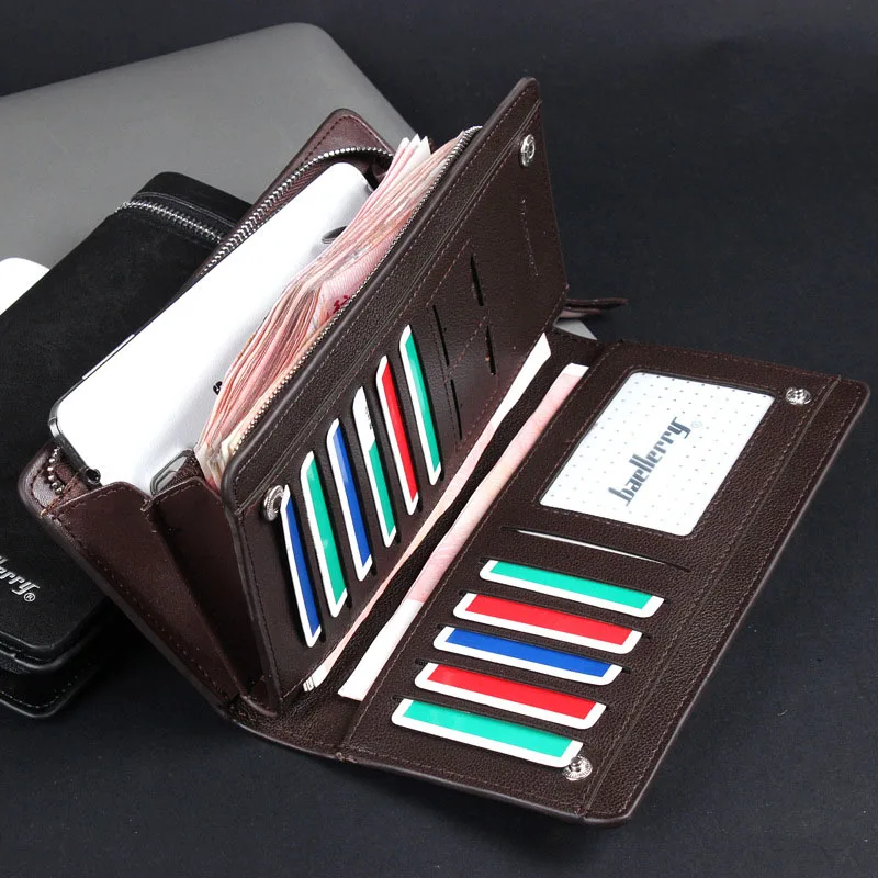 Baellerry Brand 2020 Luxury Long Wallet Men PU Leather Zipper Card Holder Purse Top Quality Male Business Clutch