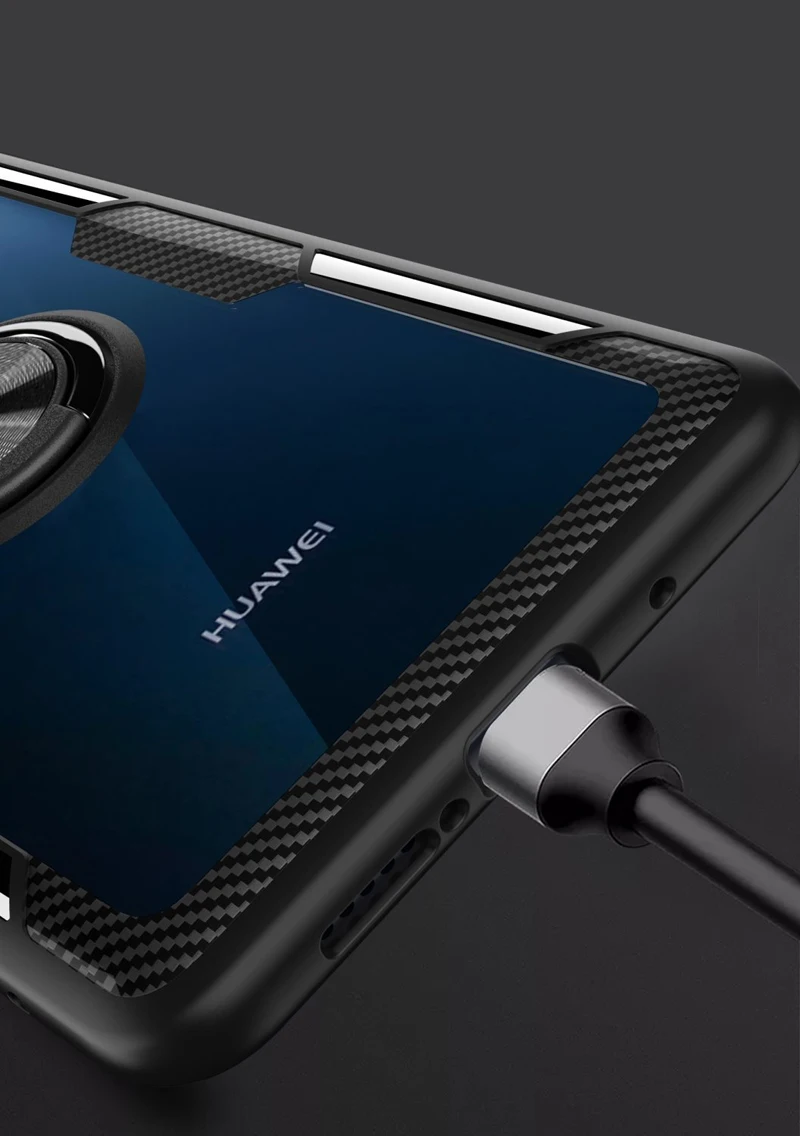 Huawei mate 20 Lite чехол Роскошный прозрачный PC+ углеродное волокно защитное кольцо магнетизм телефон оболочка для mate 20 Lite Caque