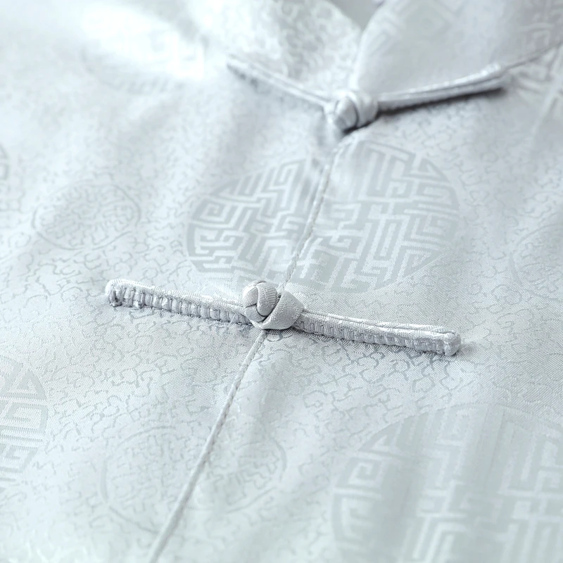Шанхай история Китайский Лето из искусственного шелка с коротким рукавом мужская рубашка мужской Китайский традиционный Топ для мужчин