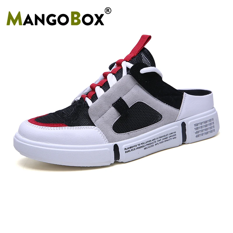 

Men Slides 2019 Fashion Casual Slip-On Outdoor Mesh Shoes Summer Breathable Light Weight Flat Non Slip Slippers