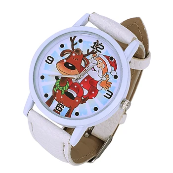 

Christmas Elderly Pattern Leather Band Analog Quartz Vogue Watches Christmas Gift Ladies Watch