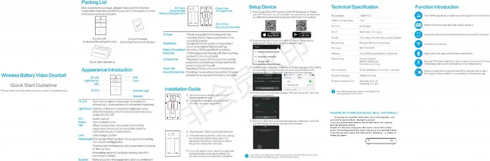 MLLSE D2 WI-FI Беспроводной домофон видео дверной звонок (черный)