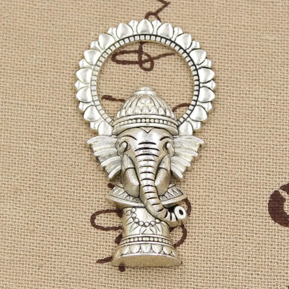 

2pcs Charms Ganesha elephant buddha 50x28mm Antique Making pendant fit,Vintage Tibetan Silver Bronze,DIY bracelet necklace