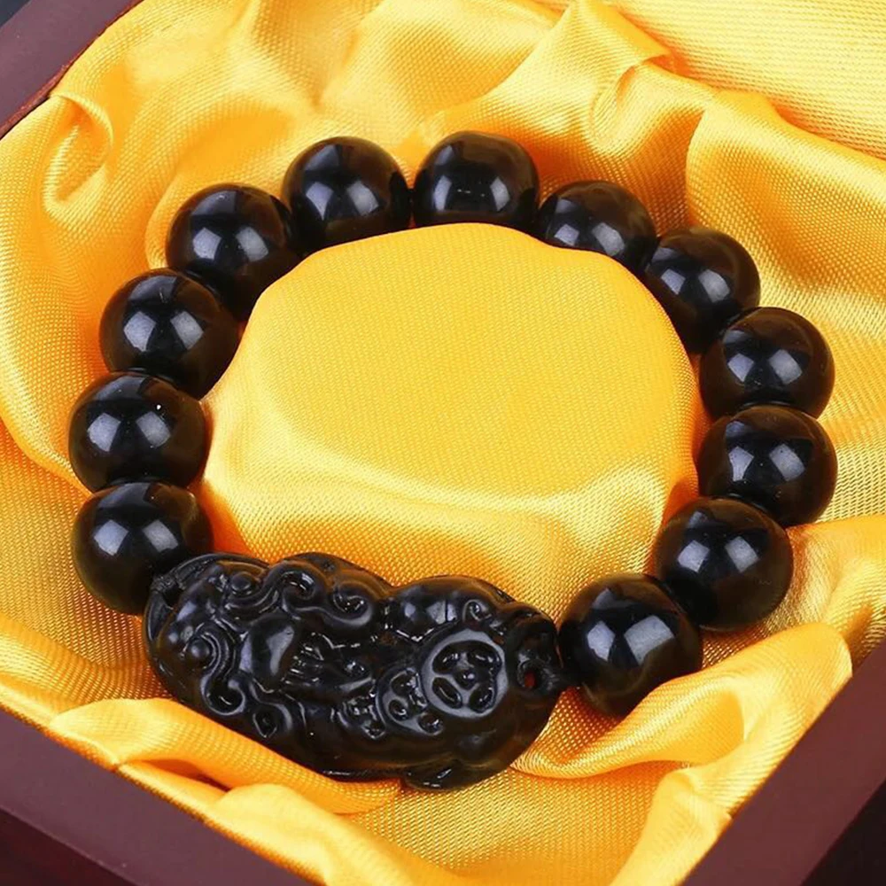 

8-14MM Black Yellow Colors Natural Stone Bracelets Animal Healing Crystal Bracelets For Women Men Cool Hot Sale Bracelet Jewelry
