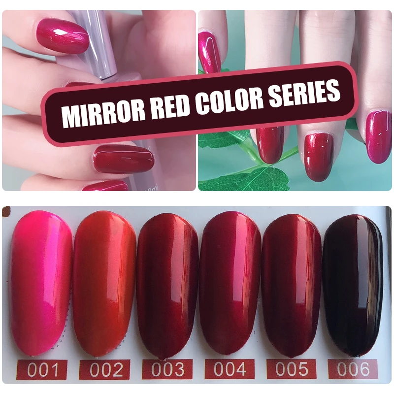 

MIZHSE 7pcs Mirror Color Gel Nail Polish Metallic Mirror Effect DIY Nail Art Tools UV Gel Nail Varnishes Polish Art Manicure