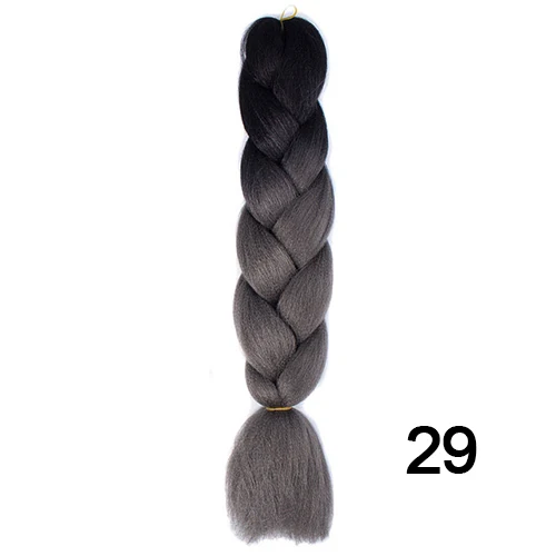 Шелковистые пряди, 24 дюйма, 100 г, Омбре, синтетические плетеные волосы для наращивания, для вязания крючком, косички, огромные косички, два тона, Омбре, цвет - Цвет: 29