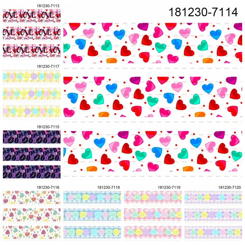 

Новинка, 50 ярдов, лента в рубчик с принтом сердца на День святого Валентина, 7113-7121