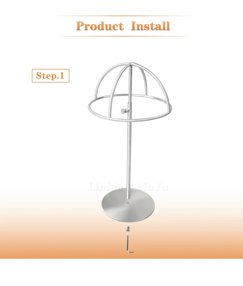 Linliangmuyu металла манекен для шляп держатель из нержавеющей стали Дисплей колпачок наращивание волос и парики регулируемая высота MJ07