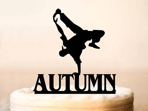 

Personalized Breakdance Silhouette Cake Topper Breakdancer Birthday cake topper hip-hop Party Acrylic cake topper