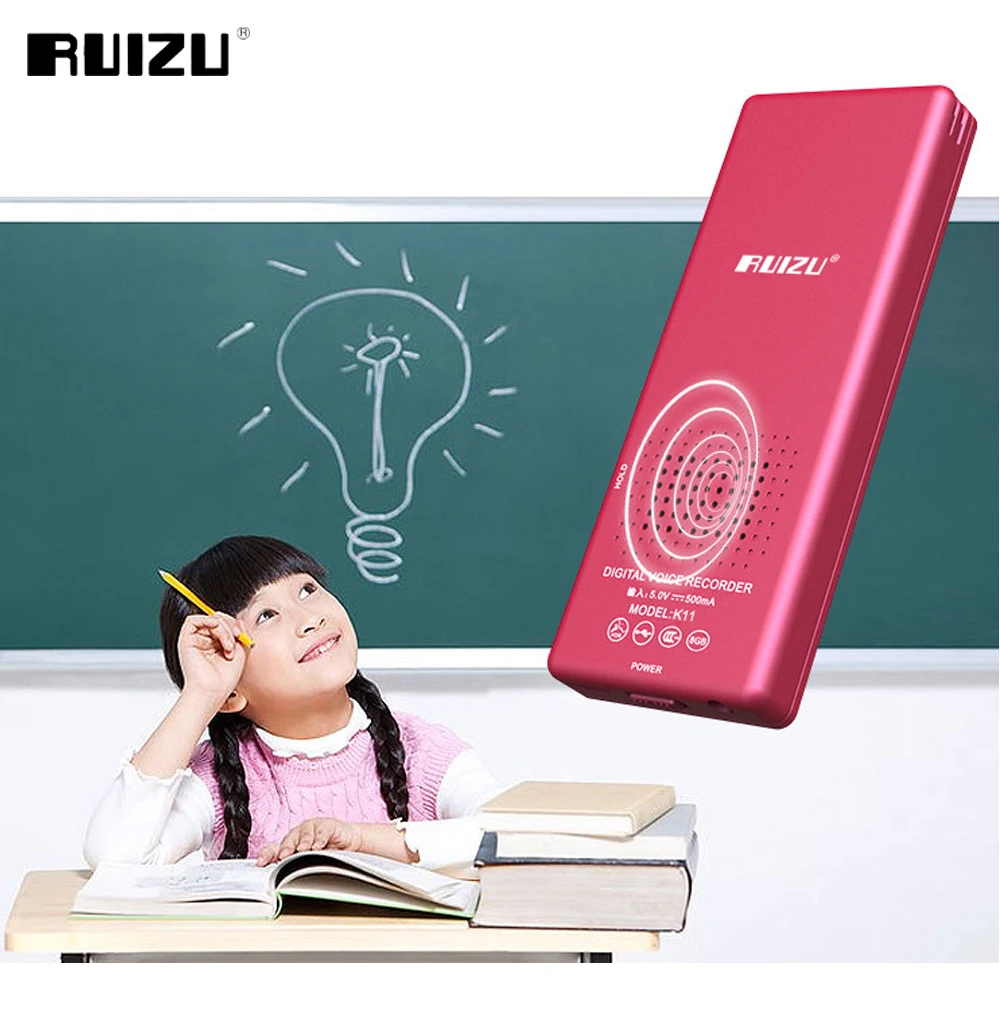 RUIZU K11 8GB Mp3 музыкальный плеер Портативный цифровой диктофон Встроенный громкоговоритель Поддержка TF карты один ключ A-B Повтор для учебы