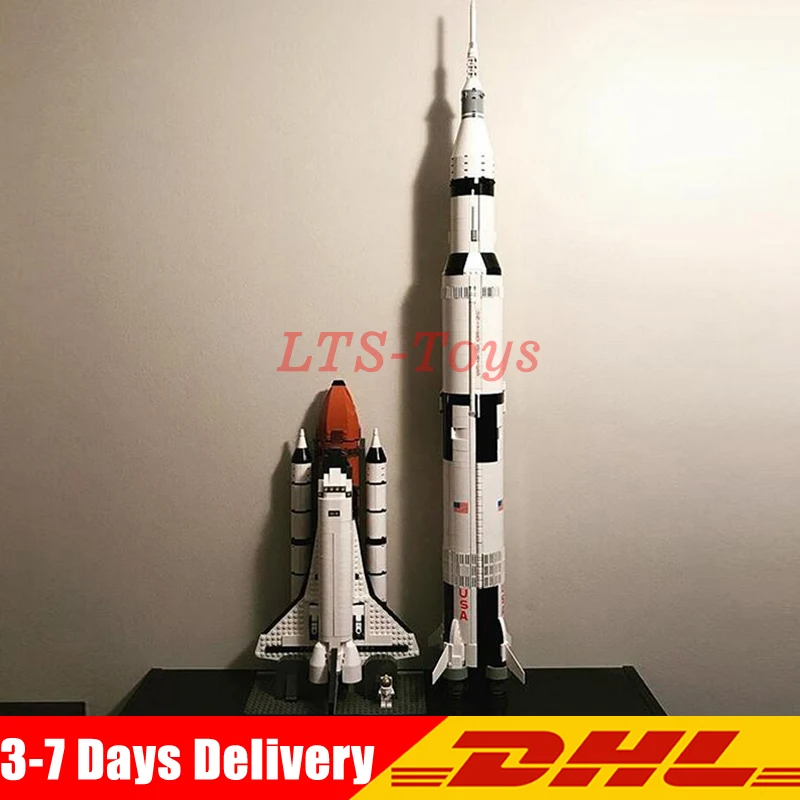 

LEPIN 16014 Space Shuttle +37003 Apollo Saturn V Launch Vehicle Model Building Blocks Bricks Toy Legoings 10231 21309