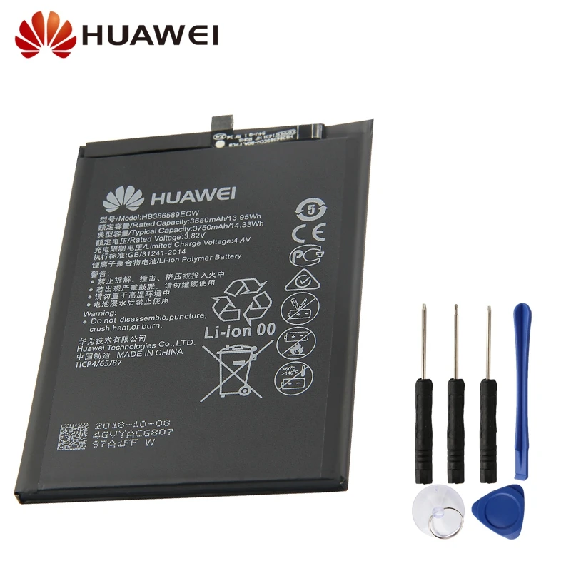 

Original Replacement Battery For Huawei Honor 8X P10 plus VKY-AL00 Mate20 Lite Nova3 Nova 4 Honor Play HB386589ECW 3750mAh
