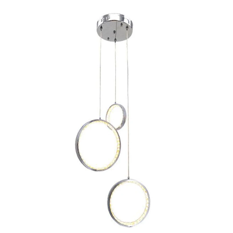 

3 Ring LED Crystal Pendant Light Aluminium Plated Pendant Lamp For Parlor Bedroom Stairs Living Room AC90-260V Lighting Fixture