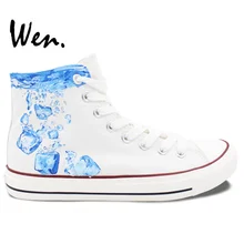 Wen Original Shoes Design Custom Hand Painted Sneakers Ice Cube White High Top Men Women’s Canvas Sneakers