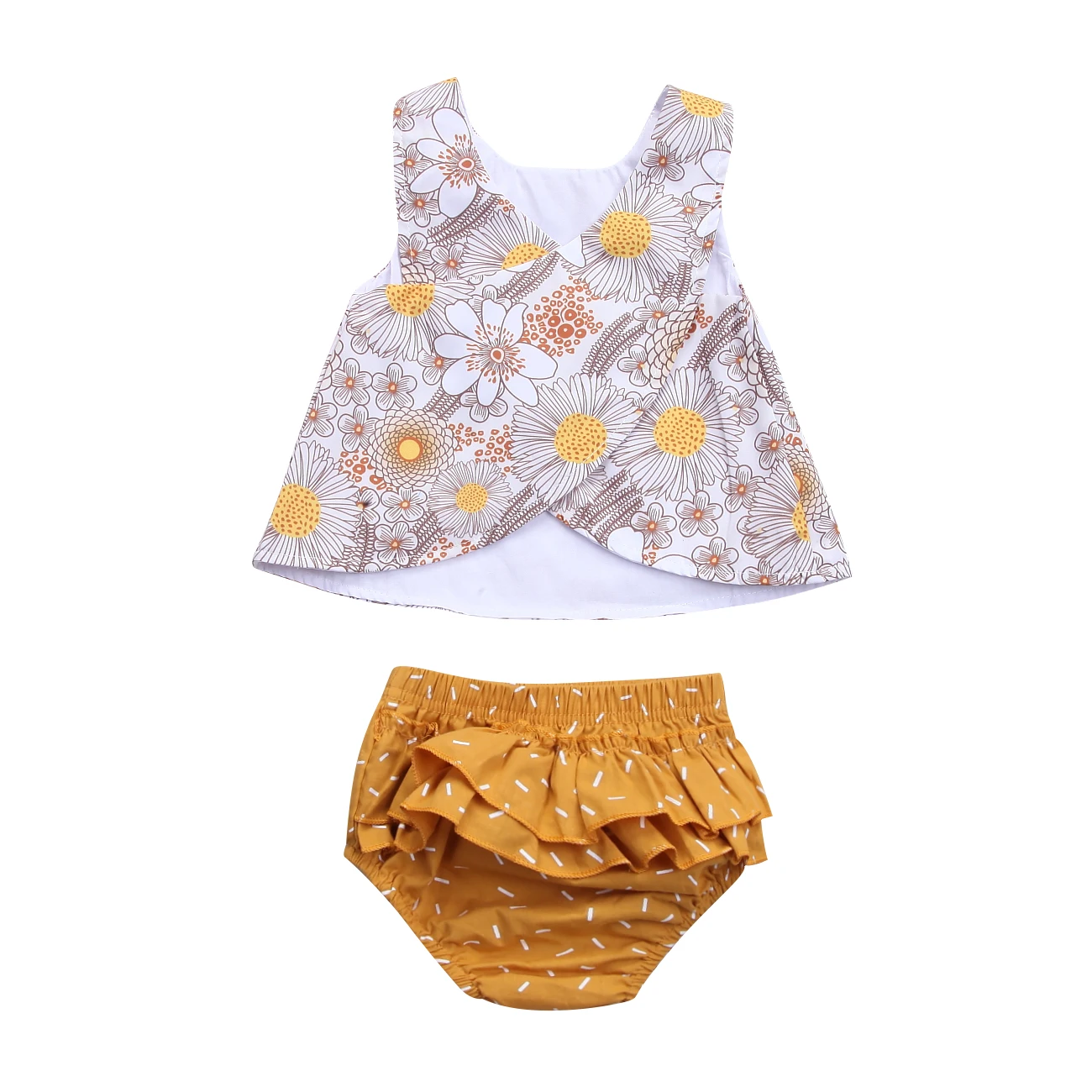 

2018 Cute Flower Newborn Baby Girls Outfit Clothes Summer Print Romper Tops T-shirt+Shorts Pants Set 2Pcs Set cx