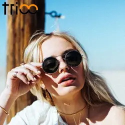 TRIOO фиолетовый зеркало дамы маленькие круглые очки Марка солнцезащитные очки Для женщин тенденции ретро Стиль оттенков Цвет UV400 люнет