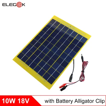 

ELEGEEK 2PCS 18V 10W Polysilicon Solar Panel Cell Battery Charger with DC Output Alligator Cable for Solar System / 12V Battery