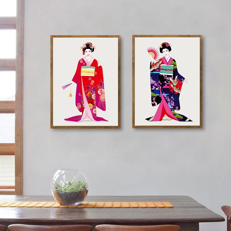 5198.Japanese woman dressed in kimono sewing.POSTER.decor Home Office art 