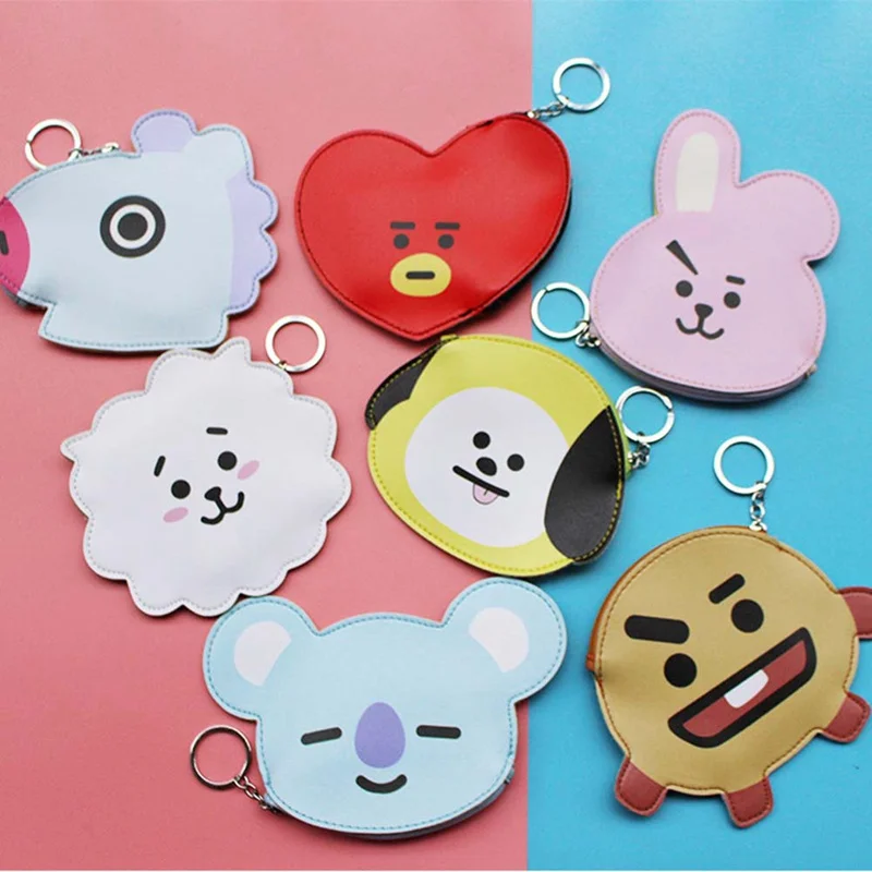 

1 pcs Bangtan Boys PU Coin Purse Army Soft K-pop Pouch Doll Plush Bag Women Purse BTS Toy Mini Wallet