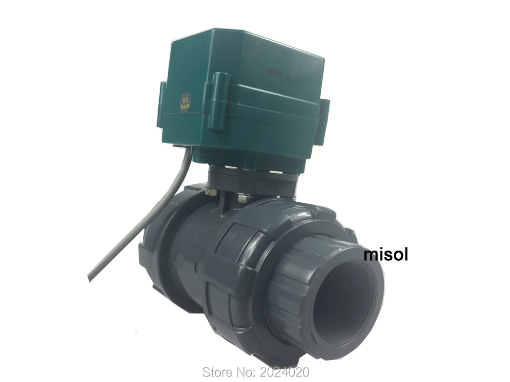 motorized pvc valve 12V, DN40 BSP(1.5"), PVC valve, 2 way, electrical