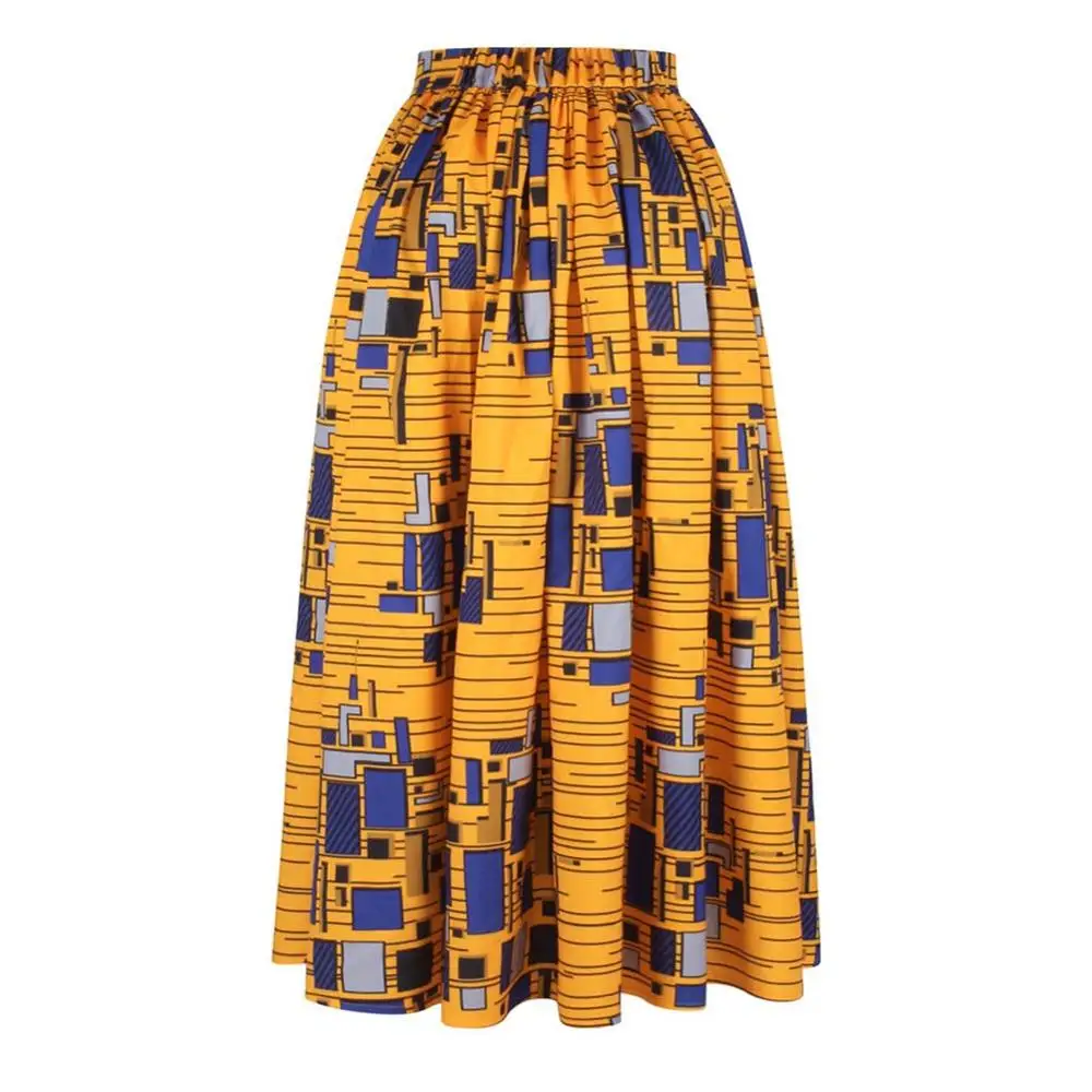 BOHISEN Африканский принт женские юбки модные Bazin Дашики юбки африканские платья для женщин Femme одежда - Цвет: Skirt-Yellow