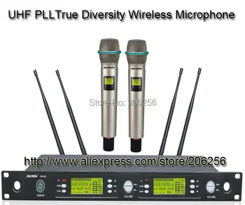 

Free shipping OK-4D/2H dual professional UHF/PLL 32/96 true diversity wireless microphone system wireless handheld transmitter