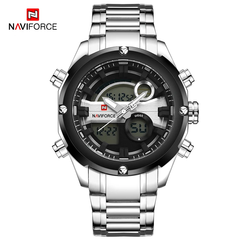 Naviforce Для мужчин бренд Спортивные часы Роскошные цифровой аналоговые кварцевые