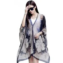 CoolCheer женская блузка с принтом, шифоновая женская рубашка с рукавом «летучая мышь», топы, длинное пляжное полотенце, женские шарфы, накидка Magica