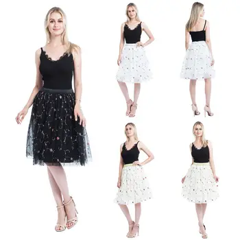 

Fashion Sweet Tutu 3 Layer Skirt Women Ladies High Waist Floral Dance Tulle Soft Skirt Casual Women Clothing