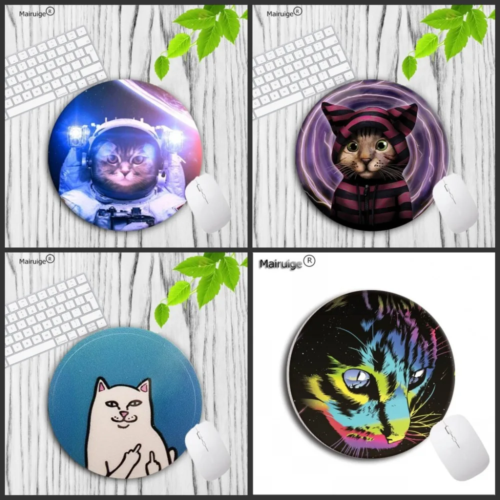 

Mairuige 20X20CM 22X22CM Funny Cute Cats Anti-Slip Cute Mouse Pad Round Soft for computers Mousepad comfort me pad Mouse Mat
