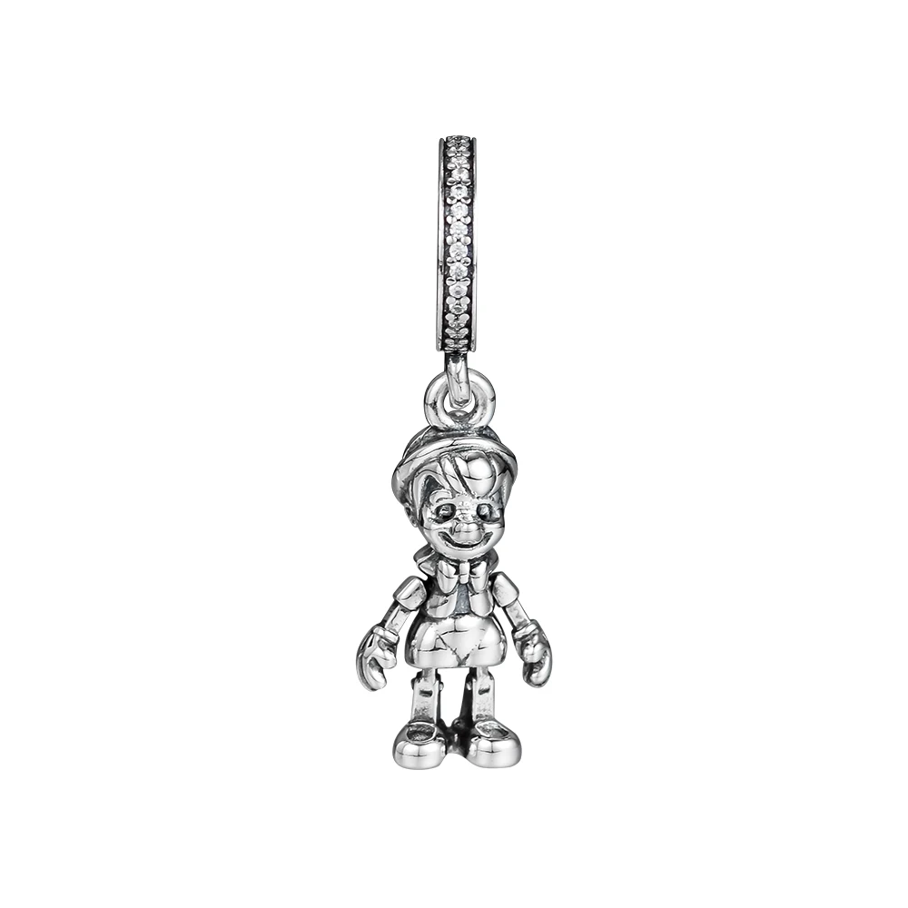 

Pinocchio Boy Silver Charms for Jewelry Making Fashion Silver 925 Jewelry For DIY Beaded Women Bracelets Cartoon Charms Clear CZ