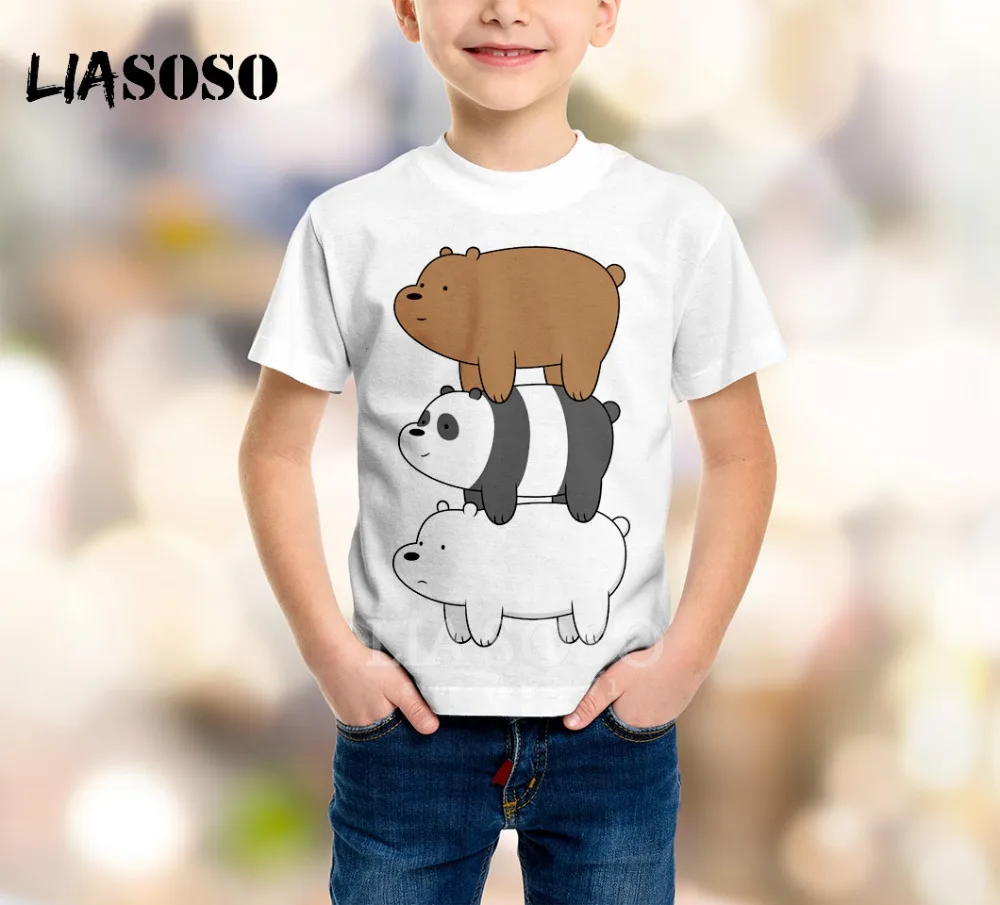 LIASOSO/Новая детская одежда футболка с 3D принтом аниме «Мы Голые Медведи» Детский свитер детский топ с короткими рукавами для мальчиков и девочек, пуловер, B035