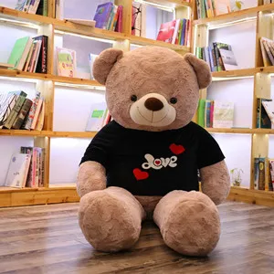 80CM/ 100CM T-shirt Love Teddy Bear Doll Large Plush Toy Big Bear Appease Stuffed Doll Female Birthday Gift Valentine's Day Gift - Цвет: Шампанское