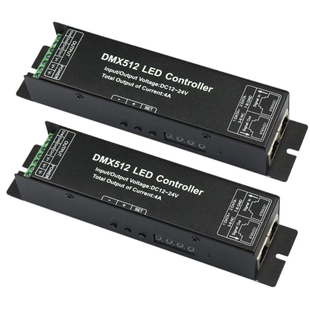 

Free shipping 4 channels LED RGBW Digital display Controller DMX 512 LED Decoder & Driver 12V-24V DMX Controller