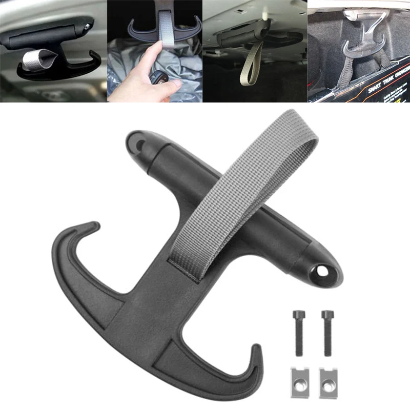 Black ABS Portable Car Trunk Bag Cargo Hook Hanger Holder With Screws