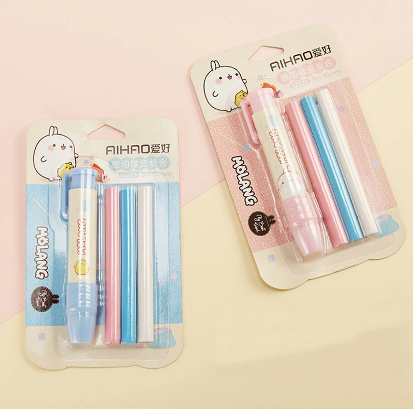 

1 Set Color Random Press Type Automatic Eraser + Replace Core Art Drawing Correction Tool Student Kids Correction School Supply