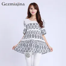 Summer maternity dress New fashion print T-shirt Floral short sleeve tops Cotton chiffon shirt Tees Loose large size