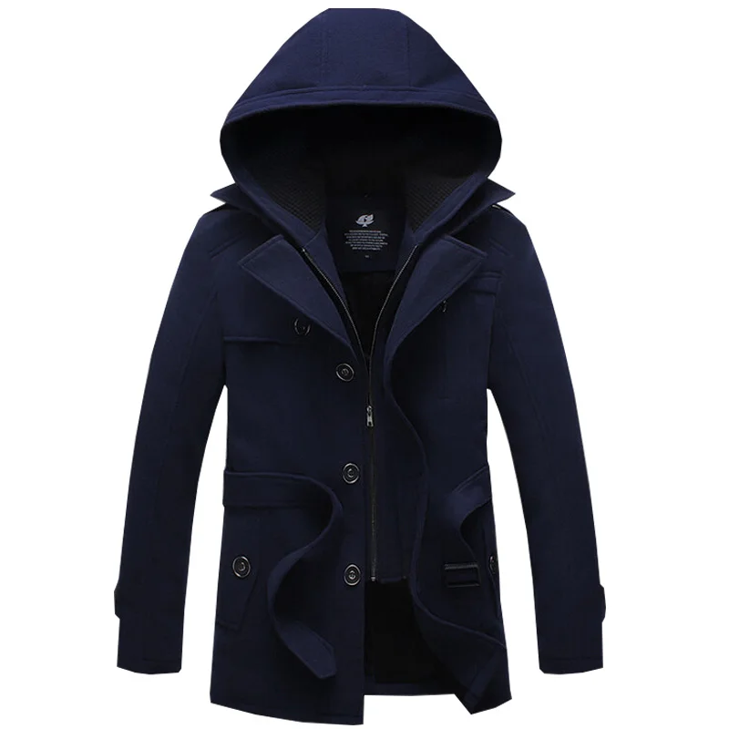2017 High Quality Mens Trench Coat Warm Outerwear Casual Men Jacket With Big Size M-4XL Fashion Men Overcoat