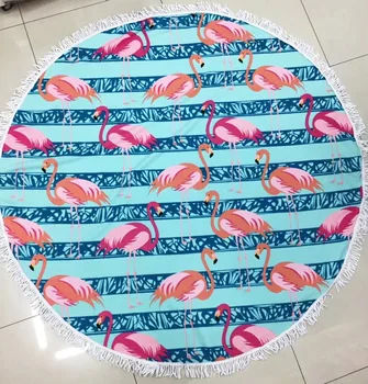 

New Flamingo Microfiber Round Beach Towel with Tassel 150cm Bohemian Large Beach Towels Blanket Picnic Yoga Mat Boho Tablecloth