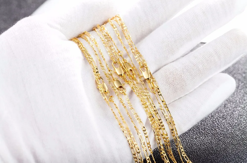 2 мм 18KGF штампованный золотой цвет модная женская итальянская цепочка "Фигаро" ожерелье для кулона 16-3" 40 см-75 см