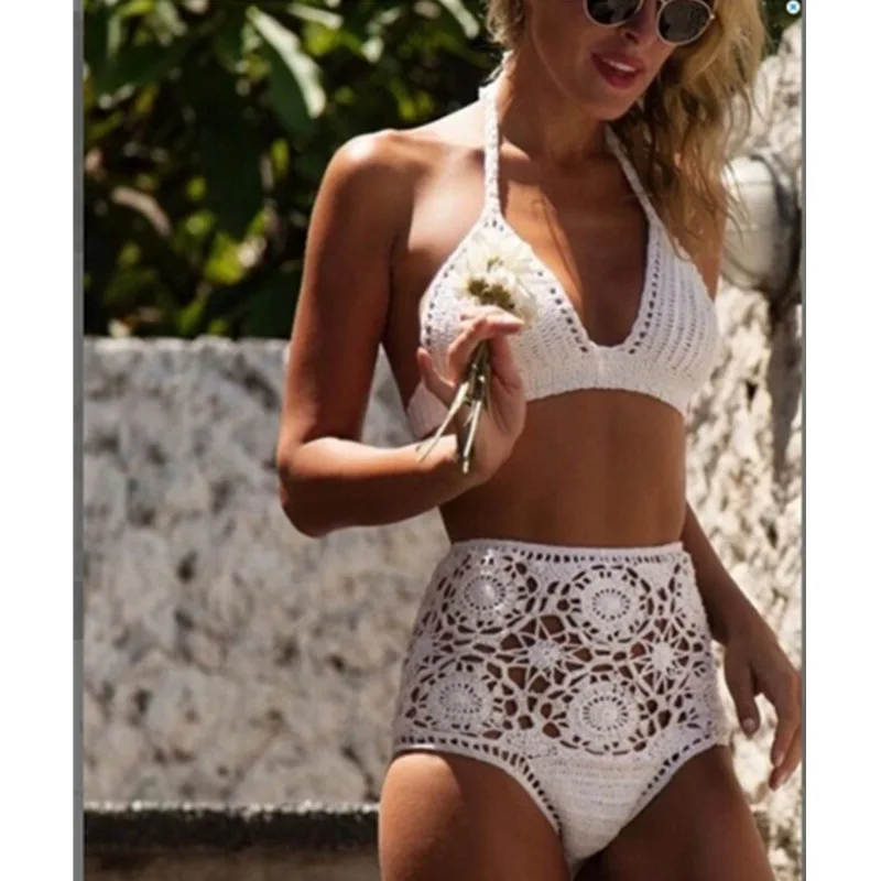 Europe and the United States in the summer 2017 ms bikini hollow out sexy underwear knitting beach two-piece swimsuit wholesale