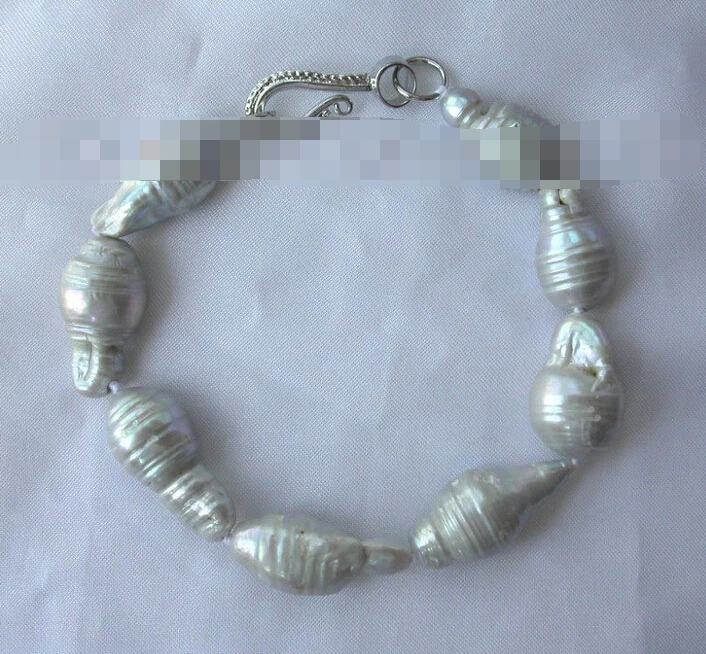 

FREE SHIPPING>>>@@ > 09717 baroque gray keshi reborn freshwater pearl bracelet