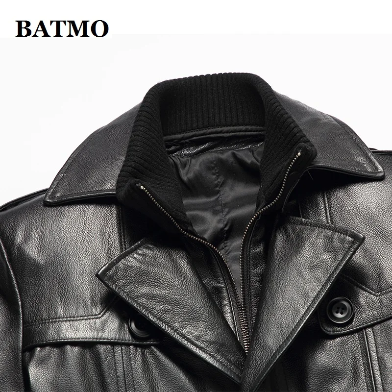 BATMO, Новое поступление, весна, натуральная коровья кожа, двубортный, х-длинный Тренч, мужской, натуральная кожа, куртки AL15